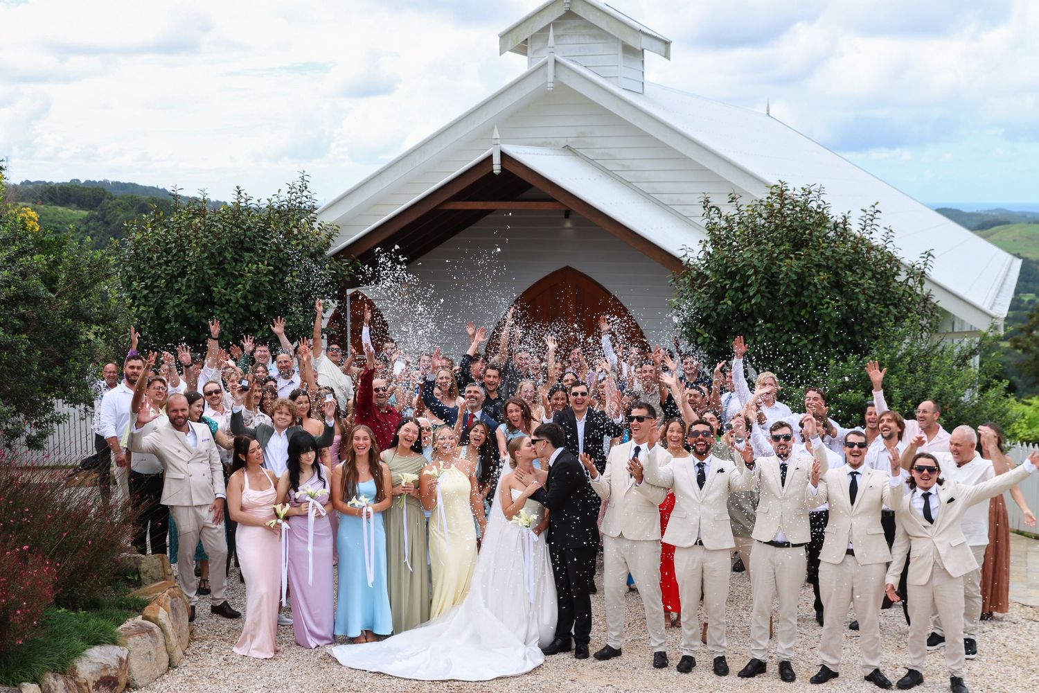 Wedding, Photoshoot, chapel, church, Love, gold coast, sunset, couples, engagement, confetti, celebration, kiss, marriage, photographer