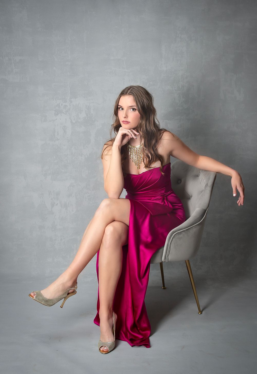 Stylish senior portrait captured in professional Bradenton-Sarasota photography studio — high school graduation photo by local photographer