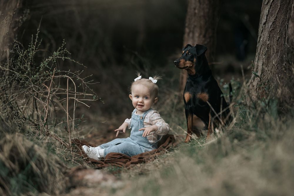 fotograf karmøy-haugesund, barnefoto karmøy-haugesund, profesjonell fotograf haugesund, 1 åring med hunden sin