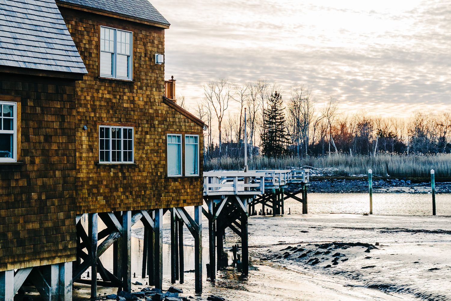 Coastal Maine winter landscape.
