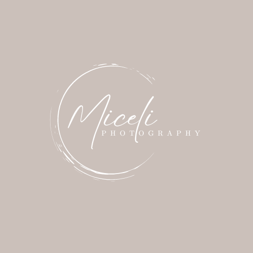 Elegant circular photography logo design in white with script font and minimalist style on light beige background.
