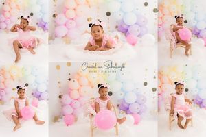 Cake Smash for a milestone 2nd birthday photoshoot  pink two second birthday with balloons in Saskatoon and Warman