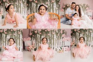 Family and Cake Smash for a milestone 1st birthday photoshoot  pink one first birthday with flowers in Saskatoon and Warman