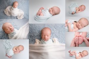 Newborn photoshoot Saskatoon, baby boy in blue