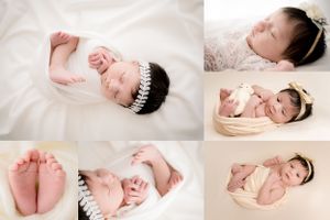 Newborn photoshoot Saskatoon and Warman, baby girl simplicity and minimalistic in white and neutral