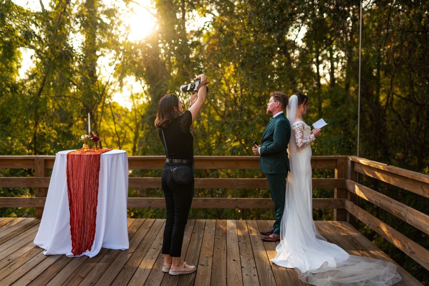 Behind the scenes of Chelsea Marne Photography capturing bride and groom at The Corley Mill House
South Carolina Wedding Photographer