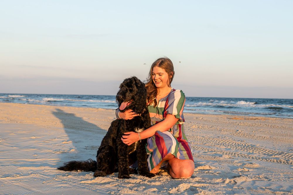 EMERALD ISLE BEACH SESSION WITH SENIOR PHOTOS AND DOG SWANSBORO NC PHOTOGRAPHER