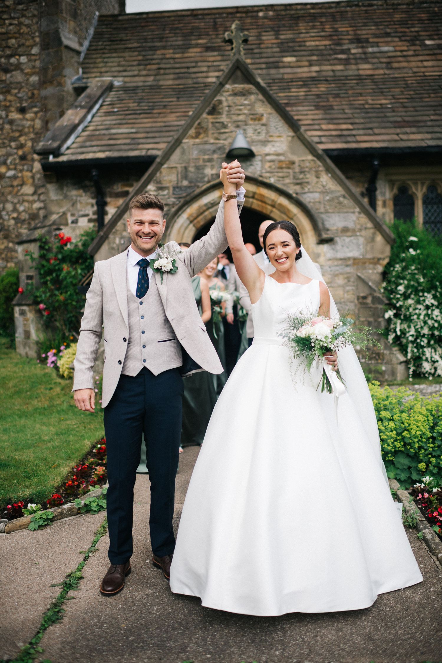 Bride and groom at sunset, bride and groom by a lake, Dorfold Hall
