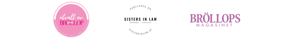 Två minimalistiska rosa och vita affärslogotyper sida vid sida. Allt om Bröllop, Sisters in Law