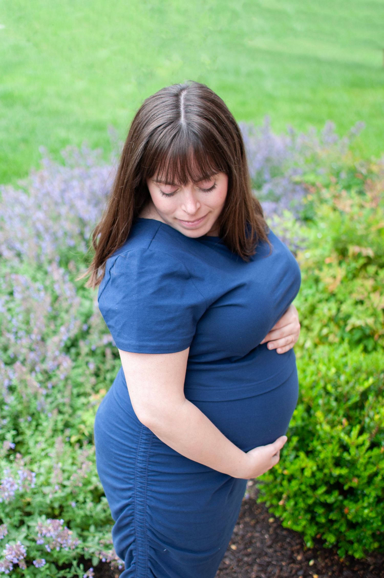 Maternity photo outside looking down