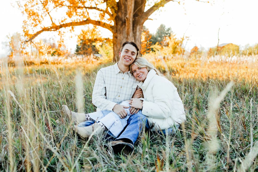 Utah Couple Cozy in Field