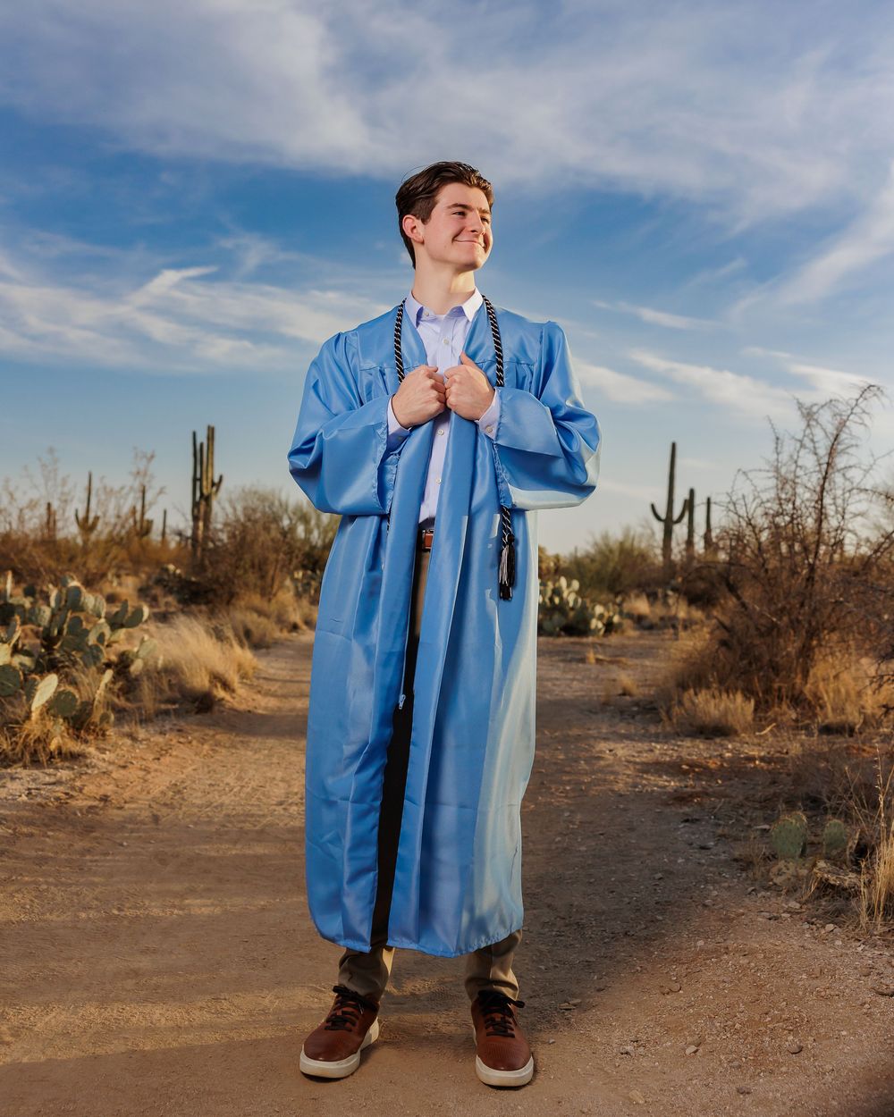 High School Senior picture session, Tucson, AZ, senior portraits, Tucson senior photographer, senior photos, guy, boy, cap and gown, desert
