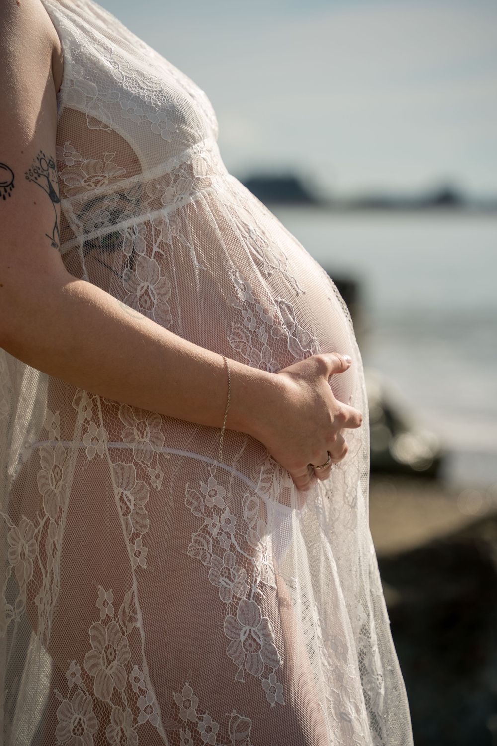 Close up photo of pregnant belly