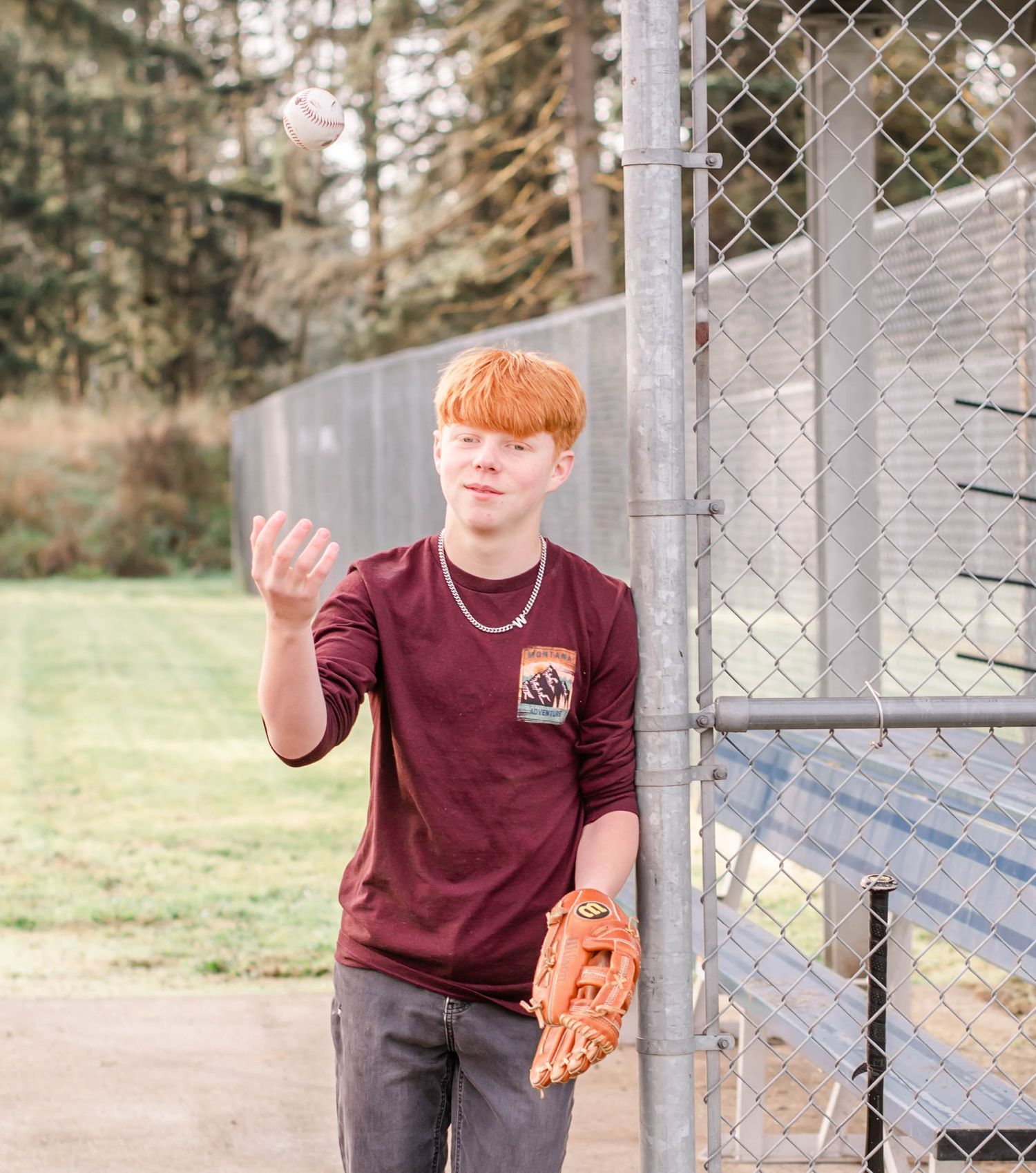 Baseball player senior guy portrait Fayetteville NC bright natural light