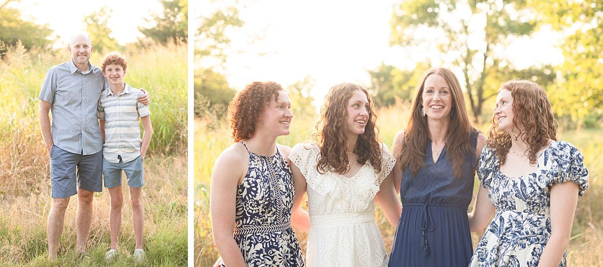 Family of 6 Outdoor Field Summer Portraits by Bartlesville Photographer Kristi Bray Photography