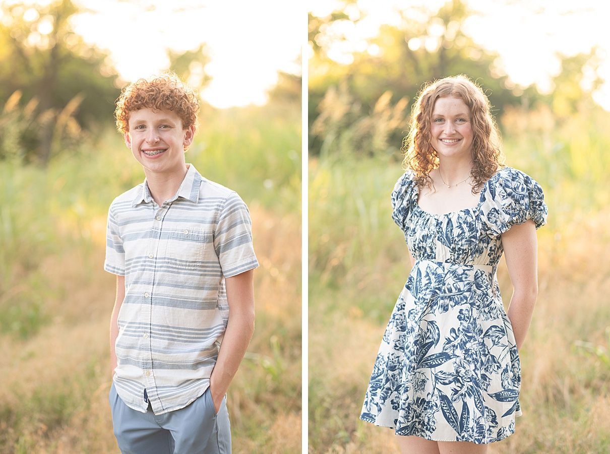 Family of 6 Outdoor Field Summer Portraits by Bartlesville Photographer Kristi Bray Photography