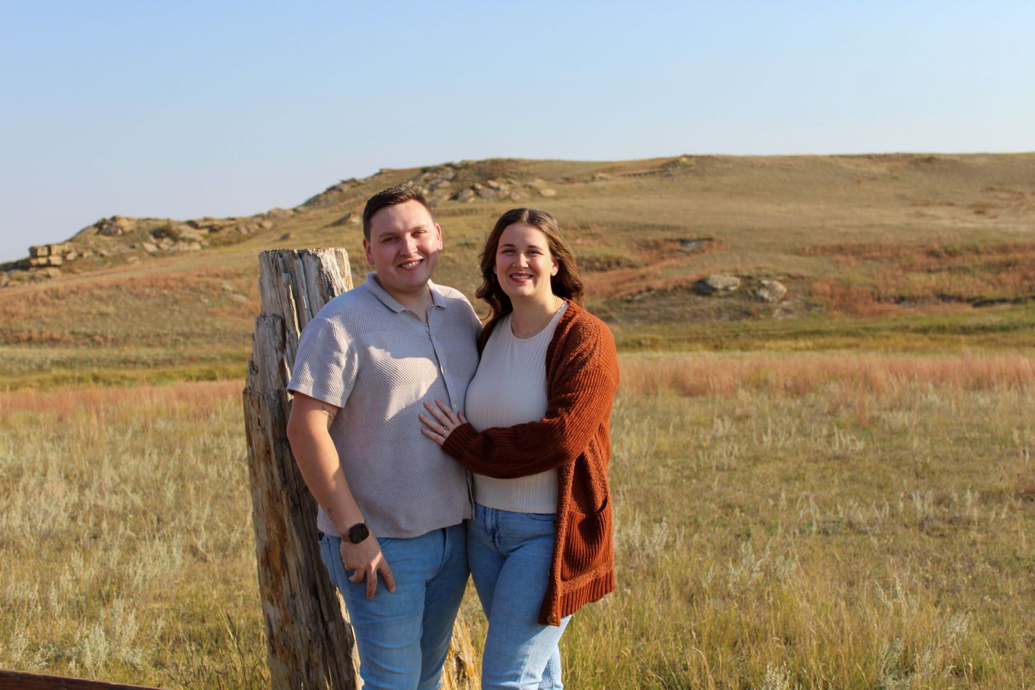 Ace and wife Katherine on hike during honeymoon
