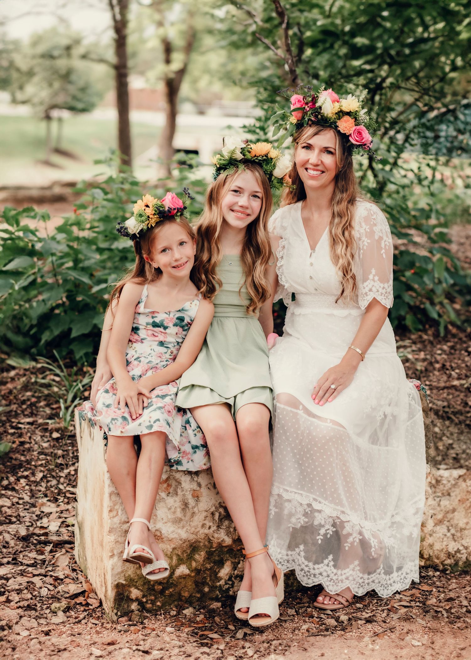 Mother Daughter Flower Crown Fall Family Mini Session Cedar Park Texas
