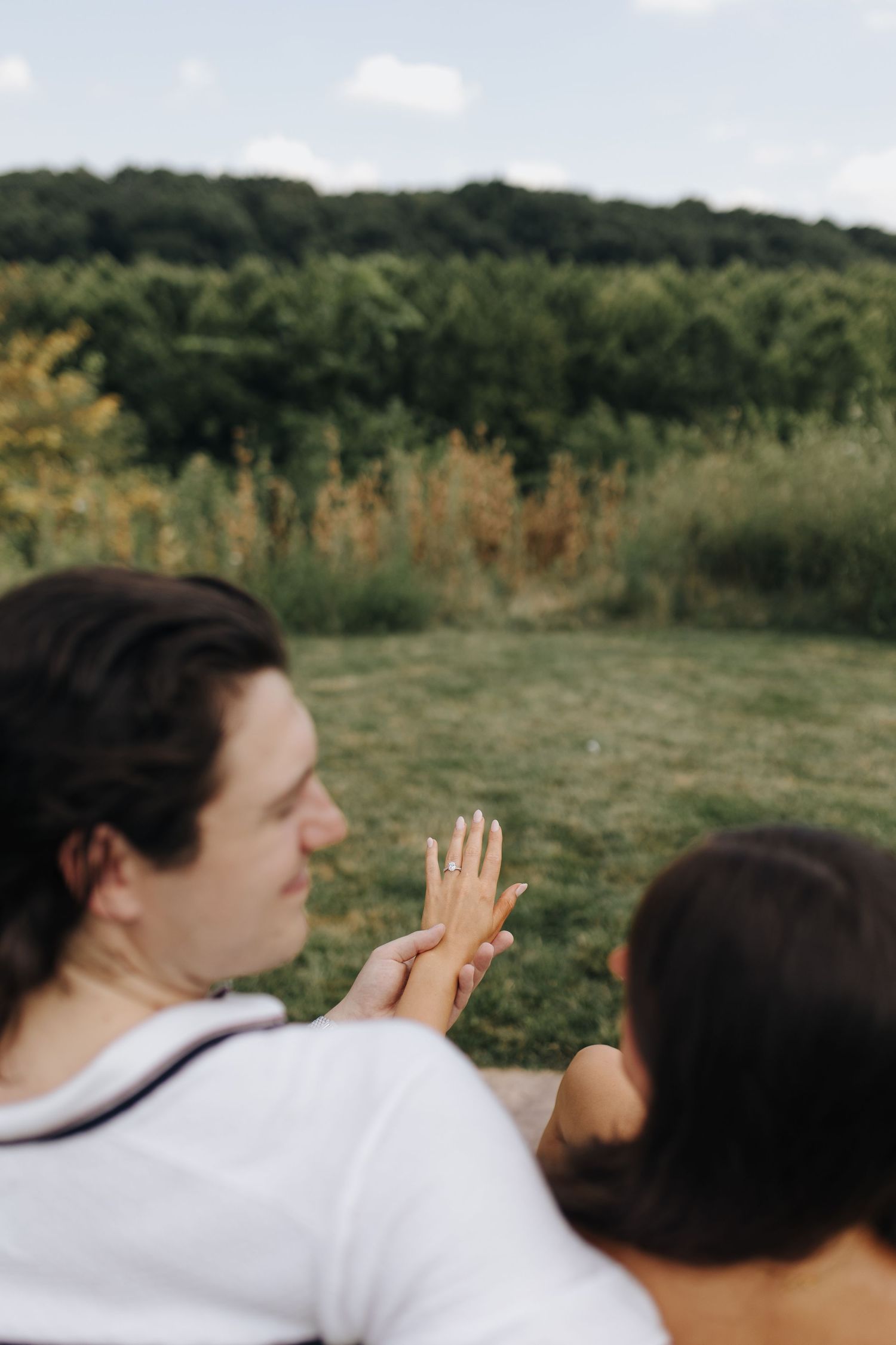 Detailed shot of Brooke's ring at scenic overlook at High Banks Metro Park in Columbus, Ohio.