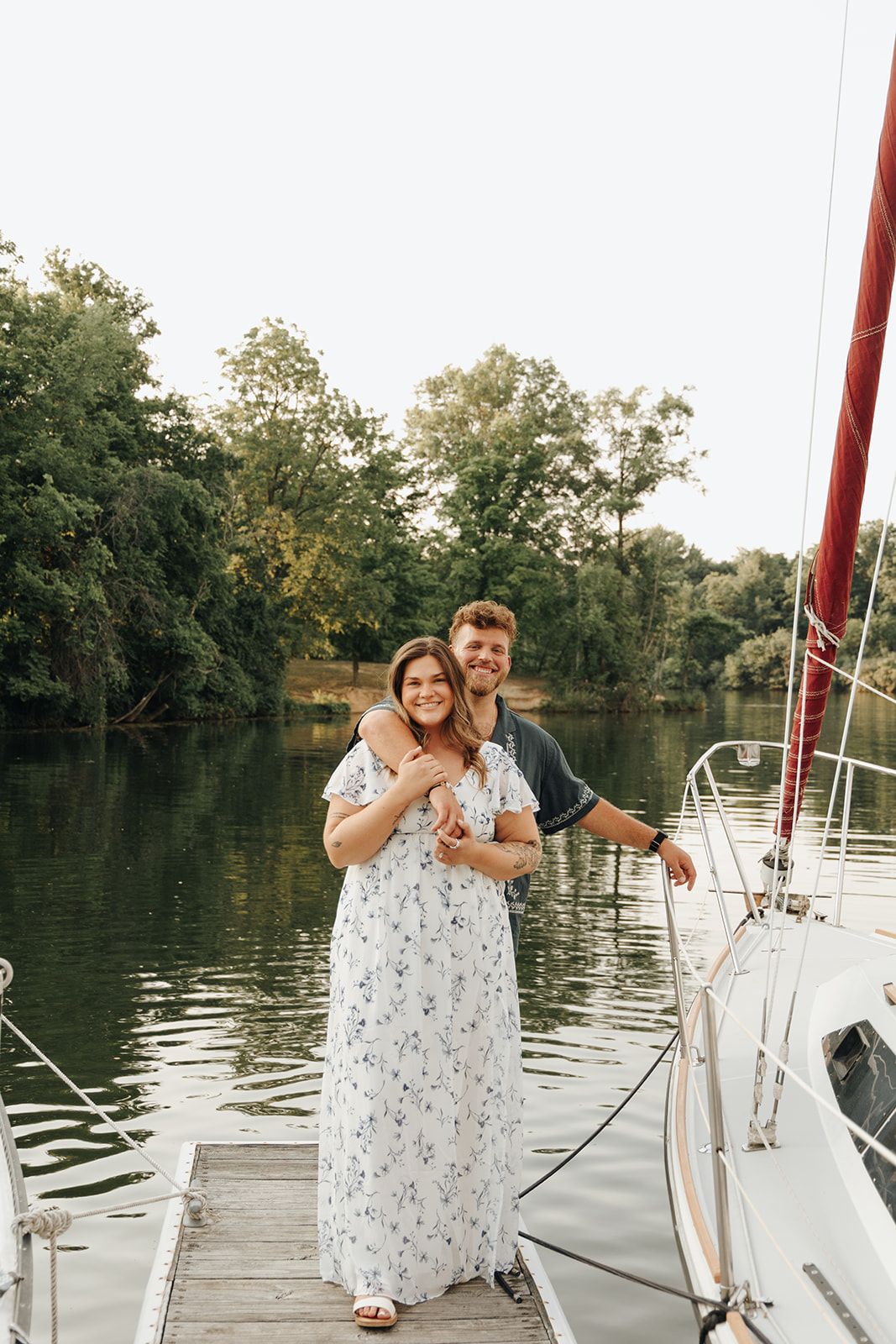 Couple going out for a sail in Alum Creek at the start of summer in Ohio.