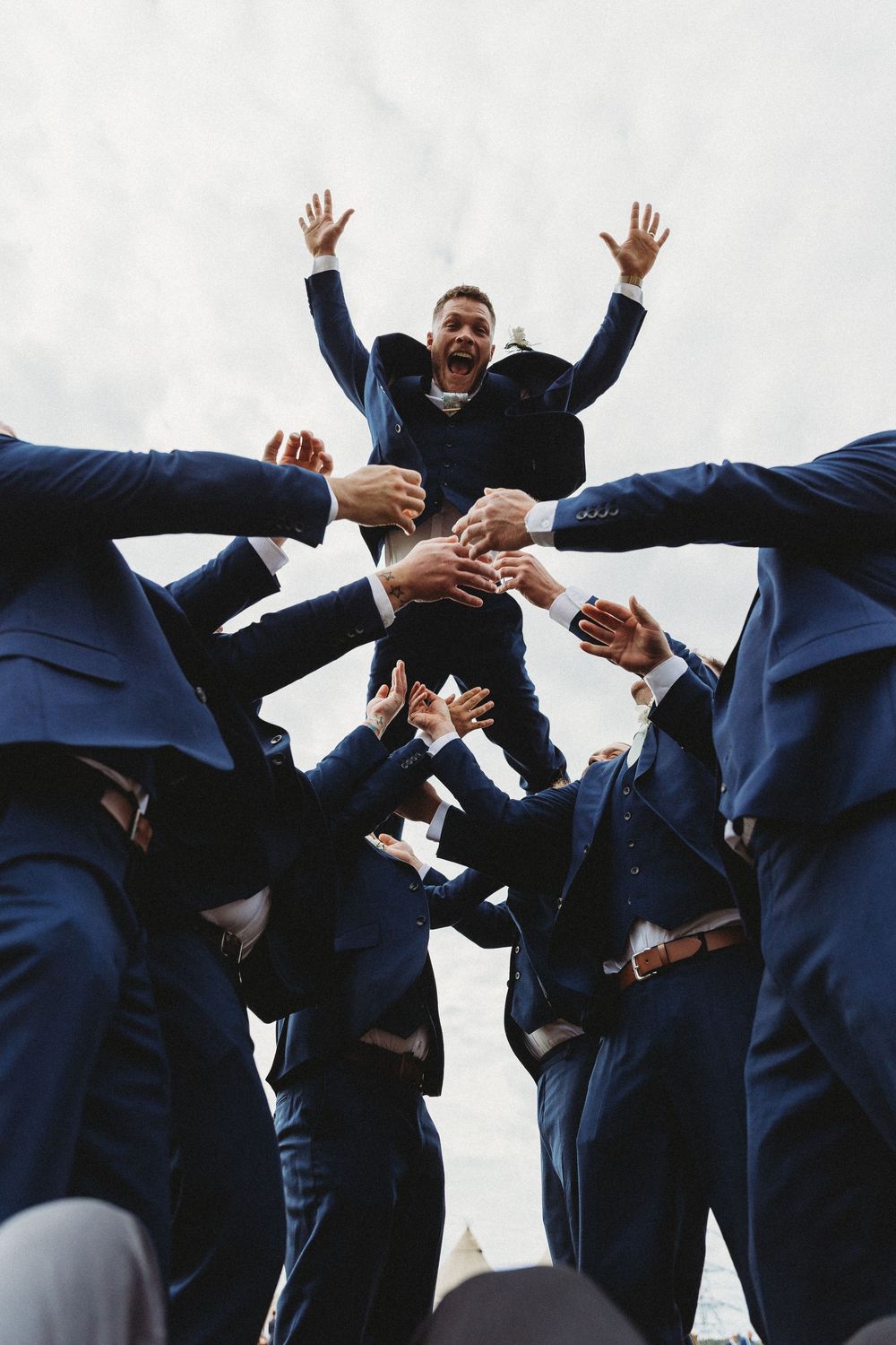 Groom Flying at Norfolk Wedding