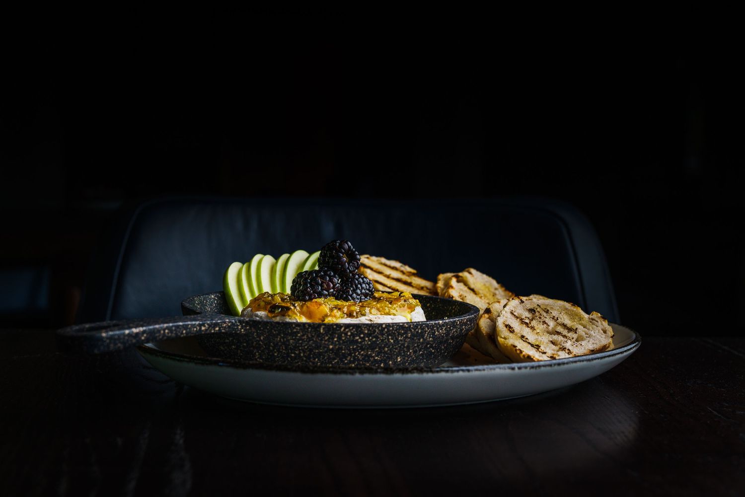 Dark moody food photography.