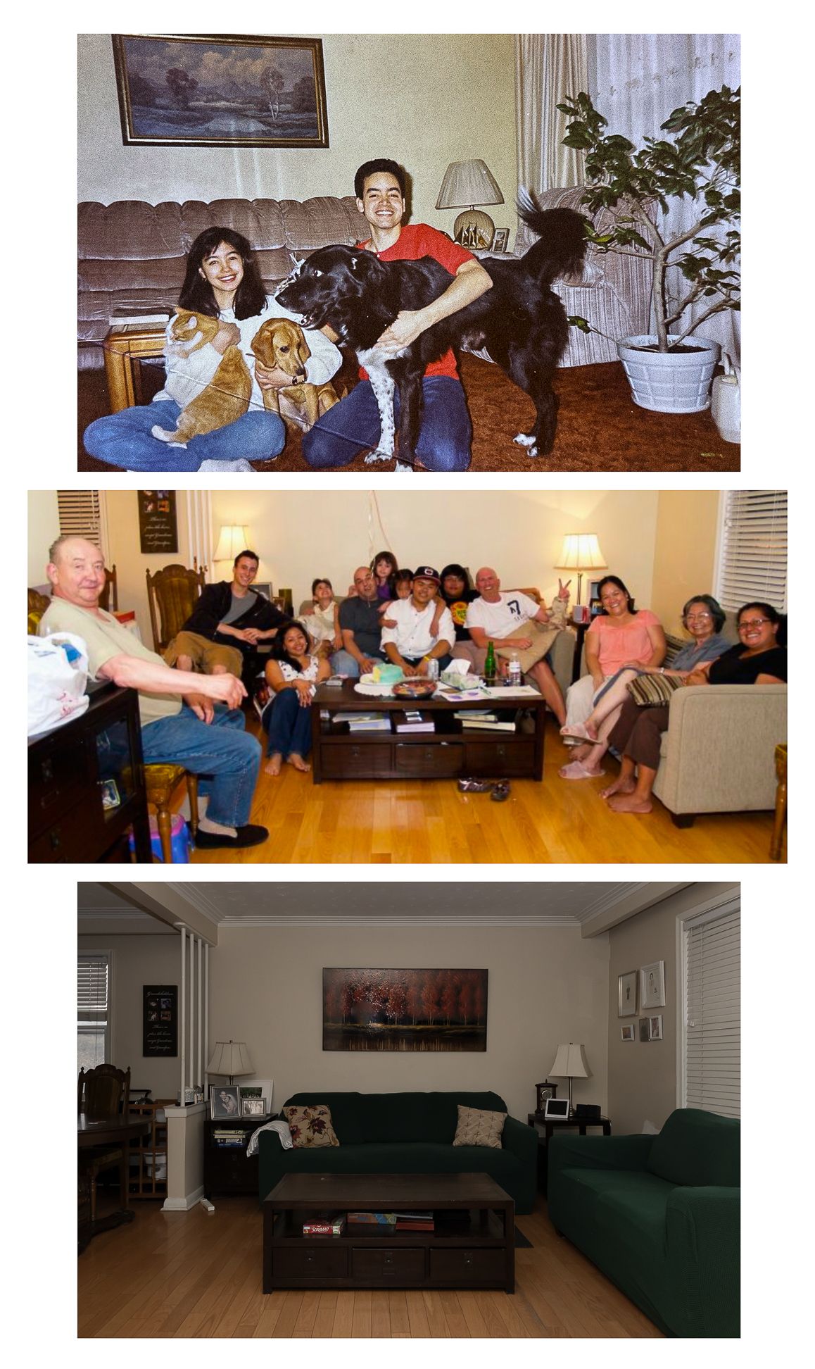 Archival photograph layered on top of a new one.  A living room over the years