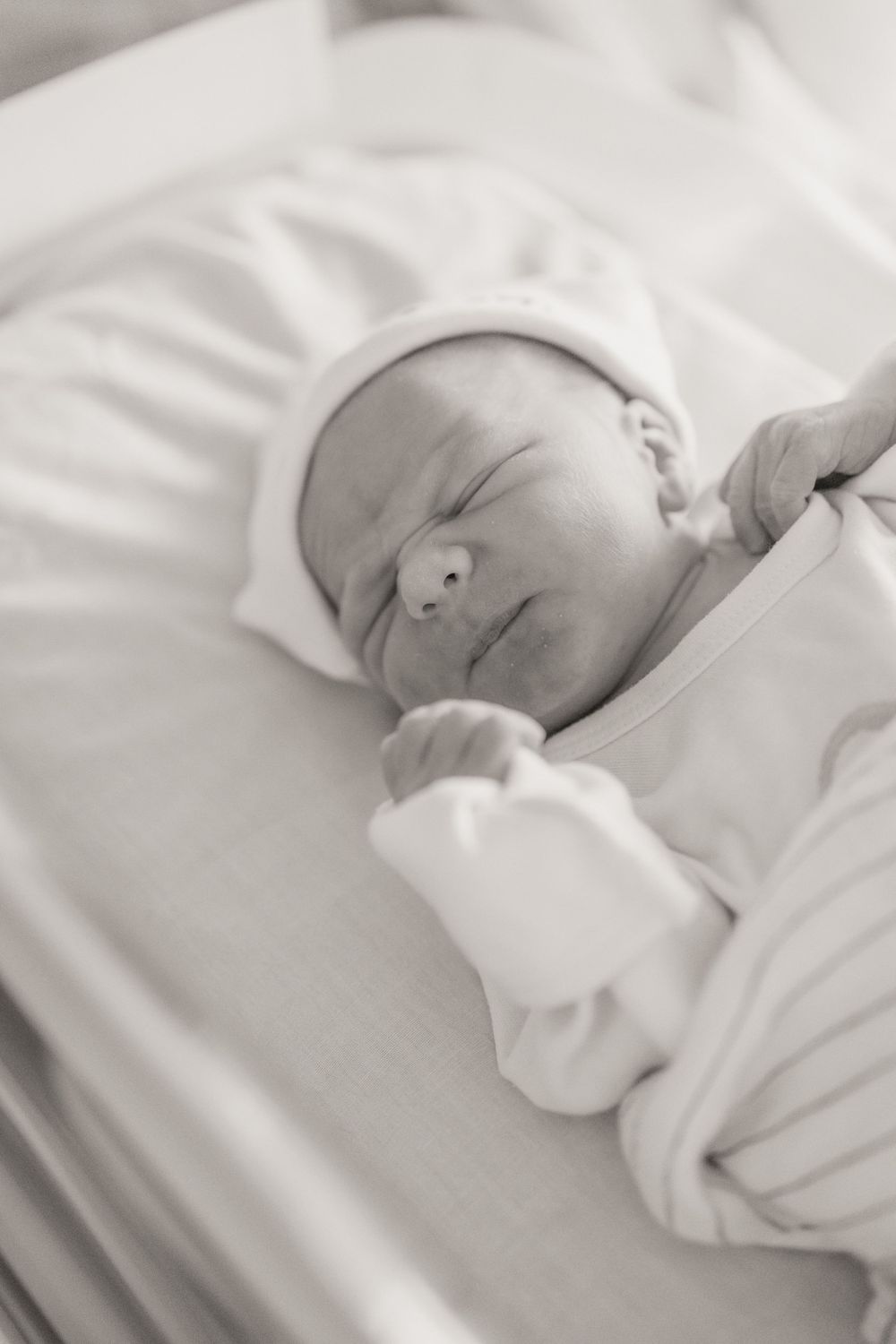 close up of newborns face