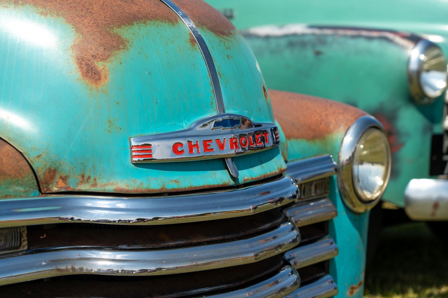 Old Chevrolet Truck Close up of Hood Bonnet