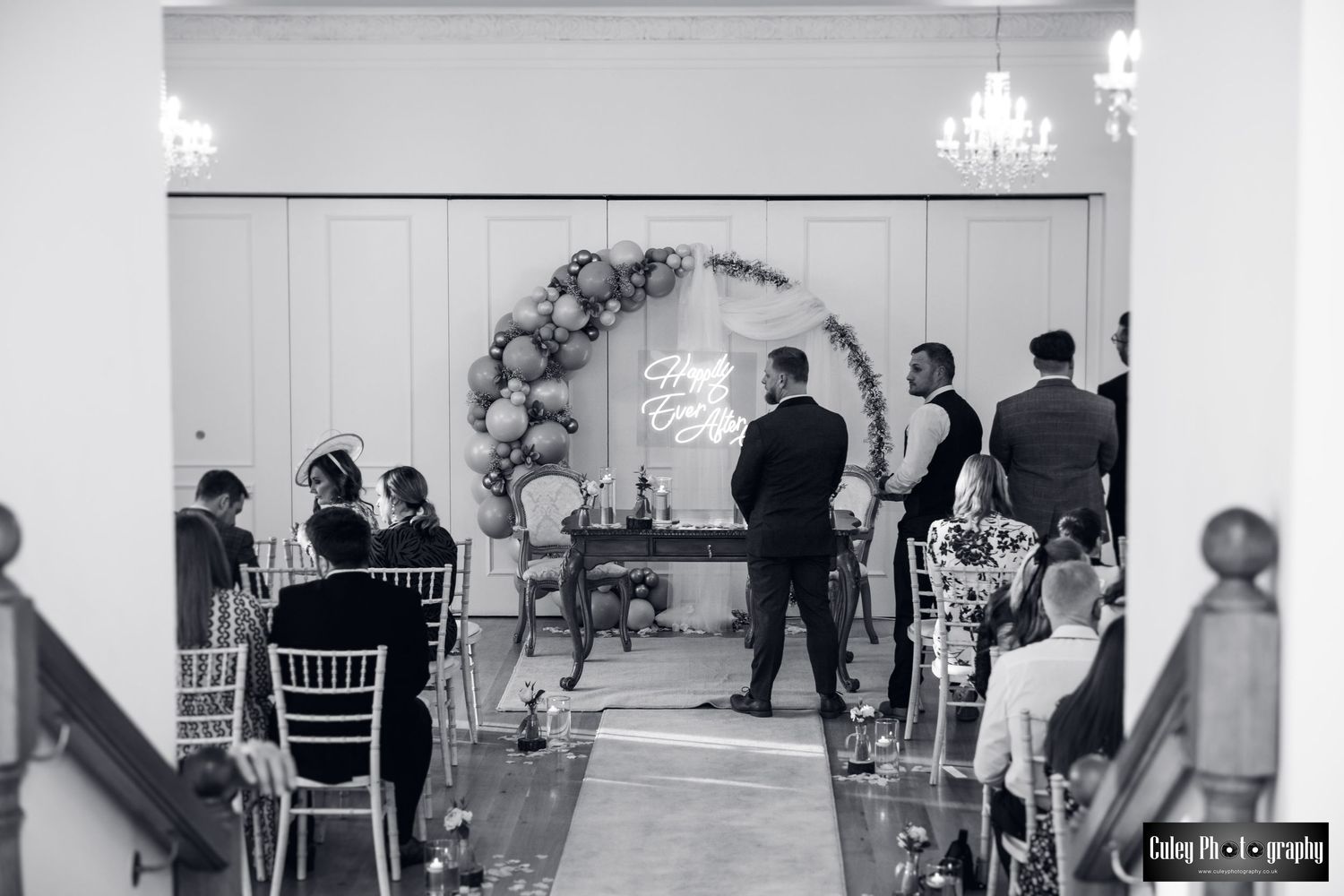 The groom waiting for the moment his bride walks down the aisle.