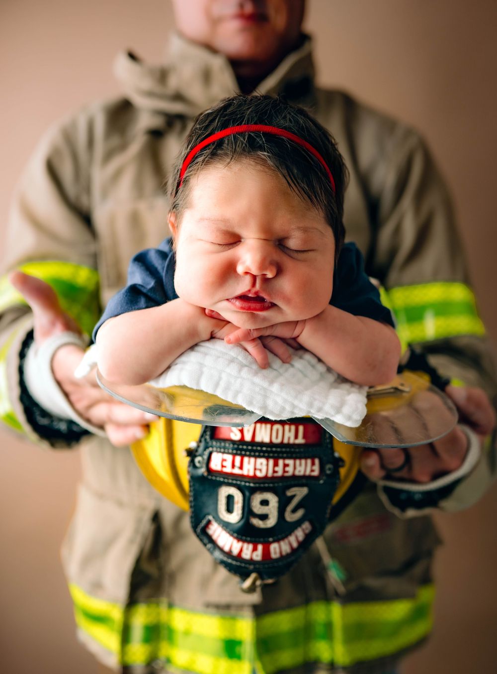 Lifestyle newborn, firebaby, firefighter newborn