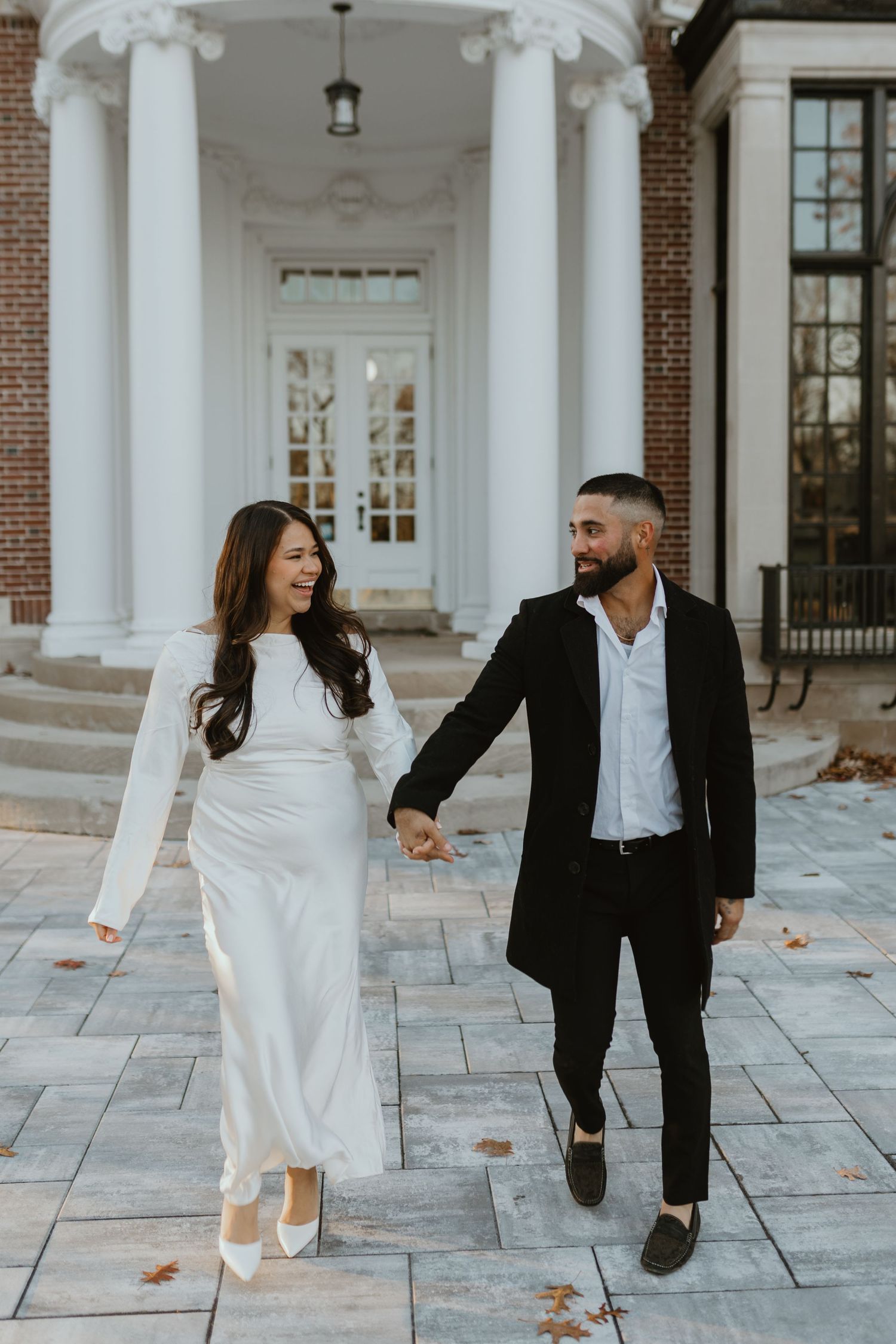 Outdoor Fall engagement photos with couple in Long Island, New York