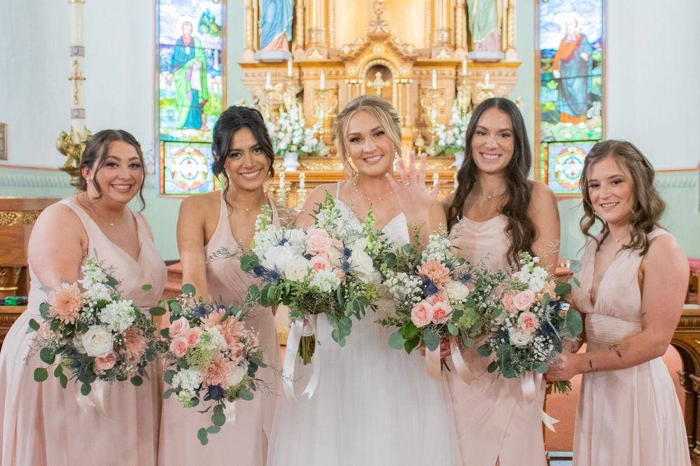 bridal party flowers cathedral