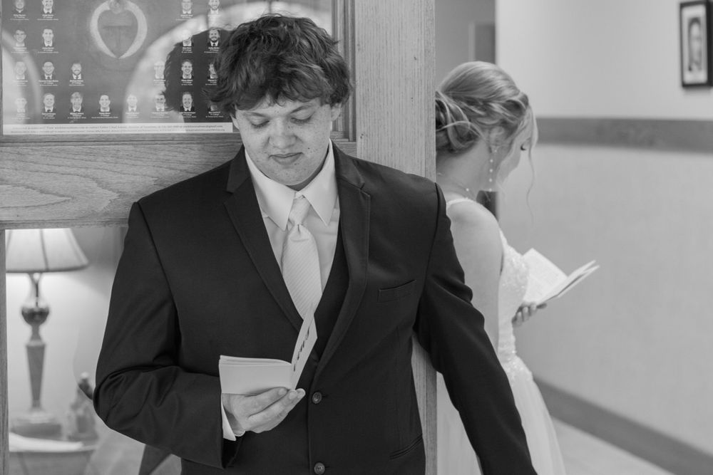 reading vows private bride and groom before wedding