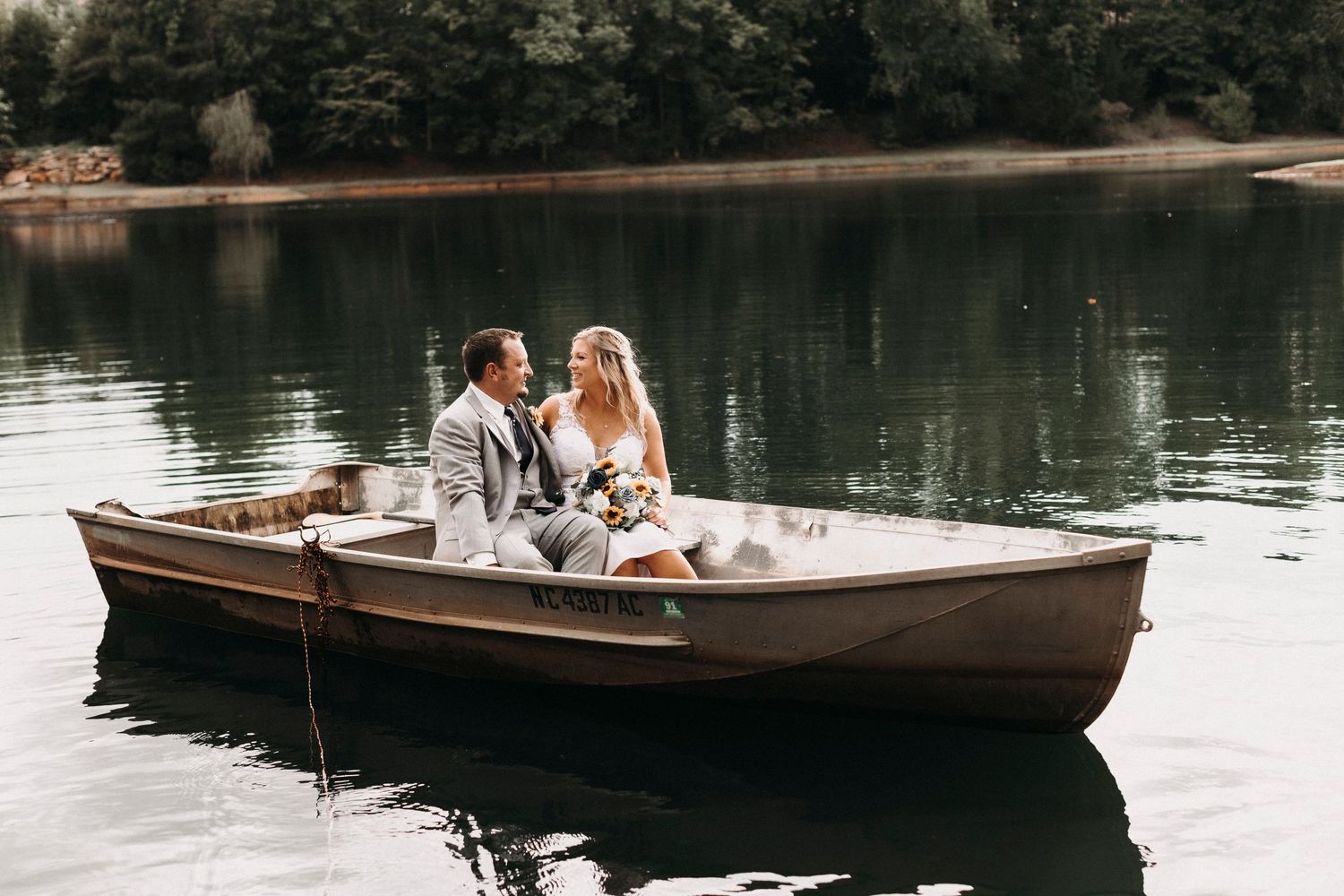 Romantic lakeside wedding portrait in New England by Justin Potter Photography
