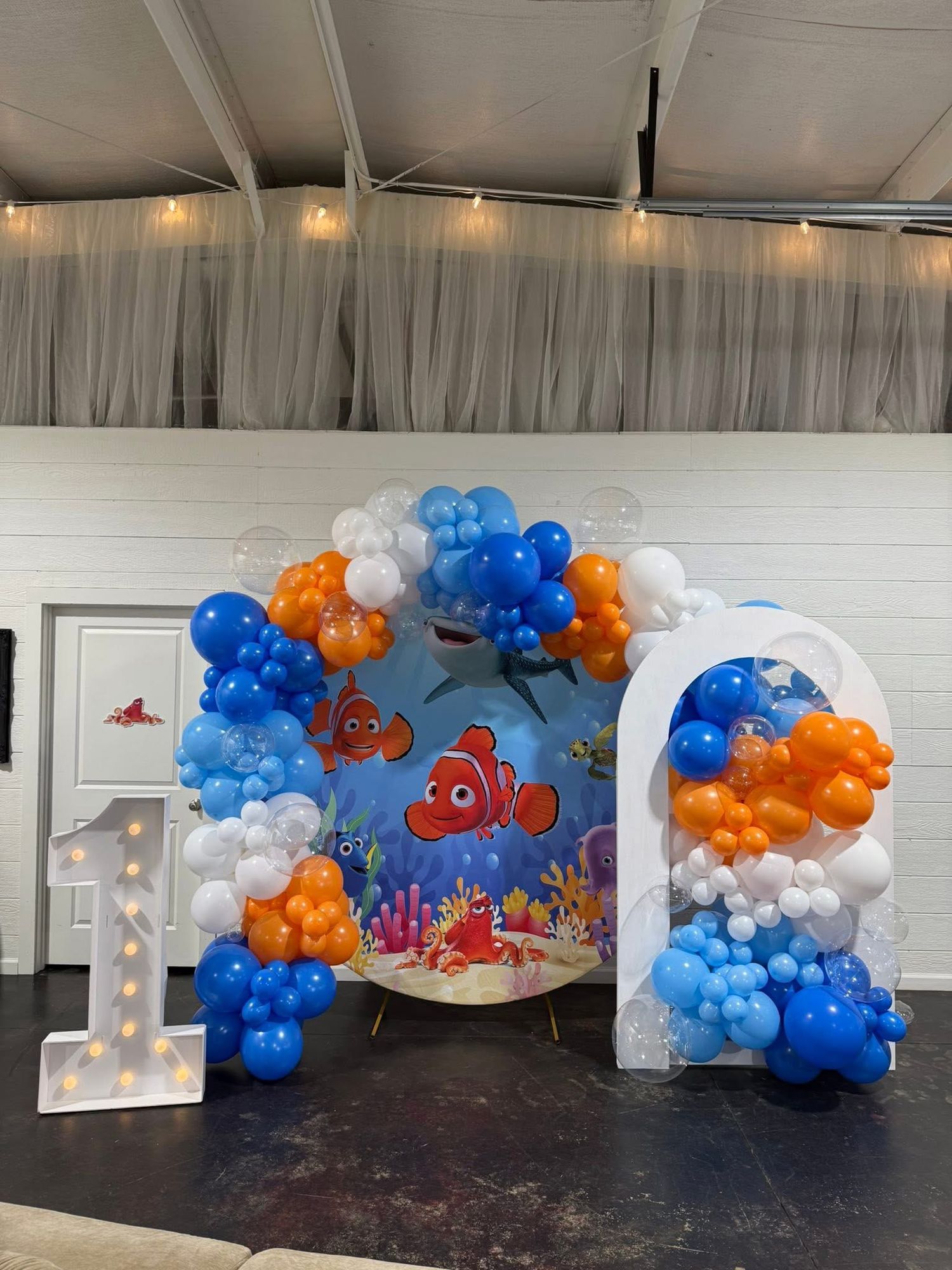 Beautiful balloon arch for party in studio warehouse at Sanctuaire Atelier.