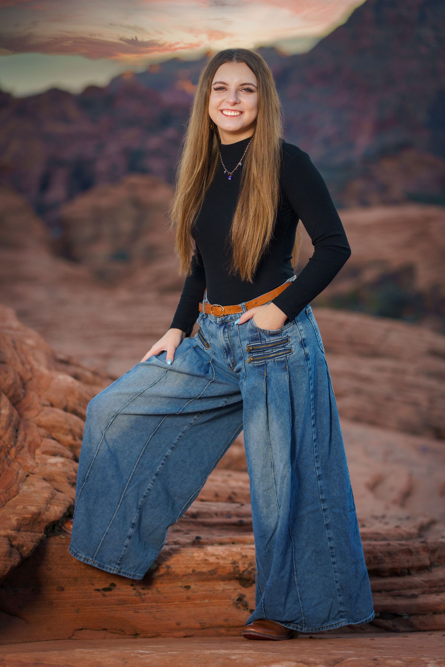 girl-backlite-for-high-school-senior-photos-by-margie-temme-snow-canyon-sunset-petrified-sand-dunes-st-george-utah-photographer-sunrise