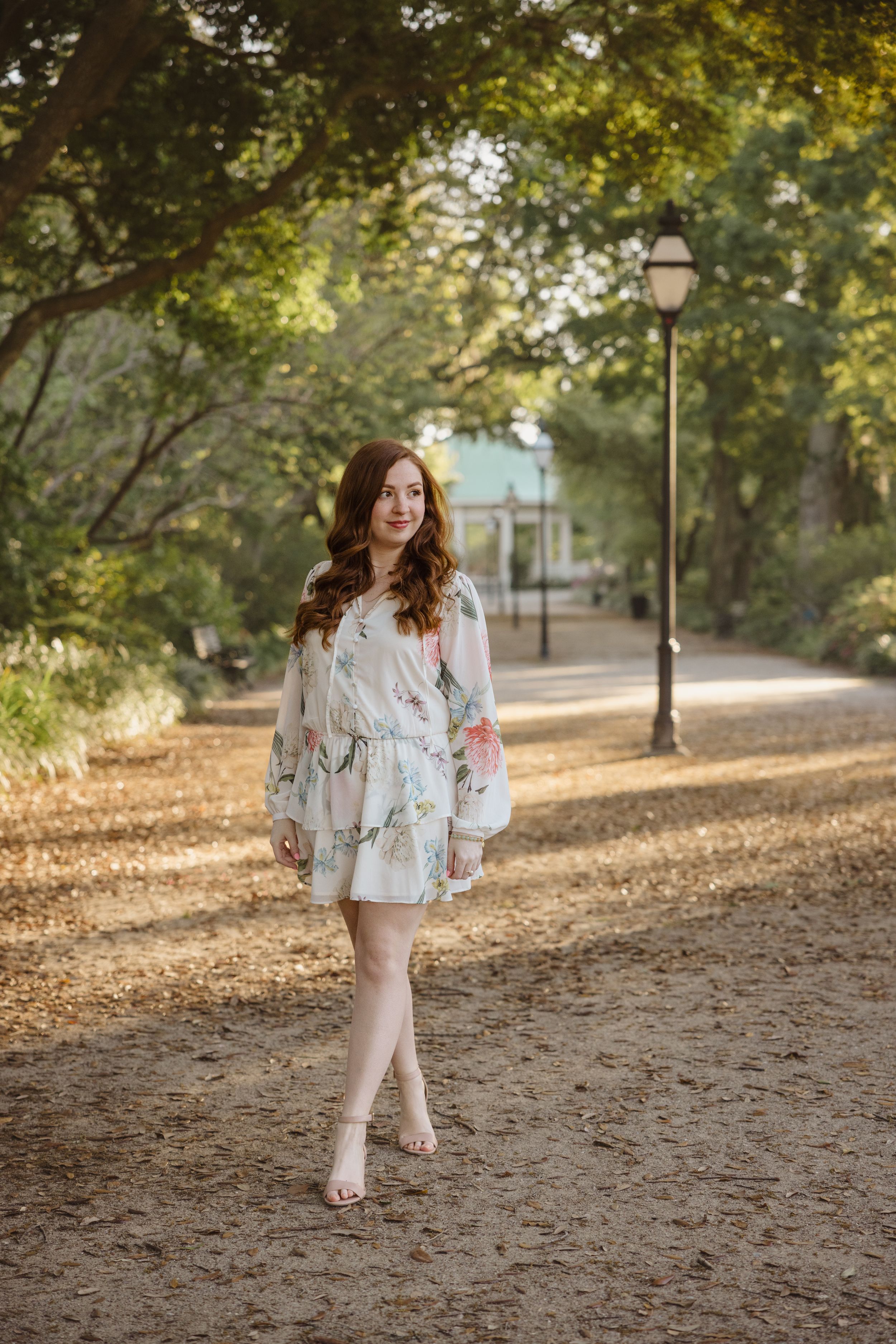 Senior Portrait of College Graduate in Hampton Park of Charleston, SC
