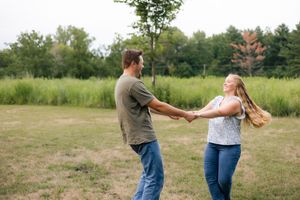 outdoor summer lakeside engagement photos in Kankakee, Illinois
