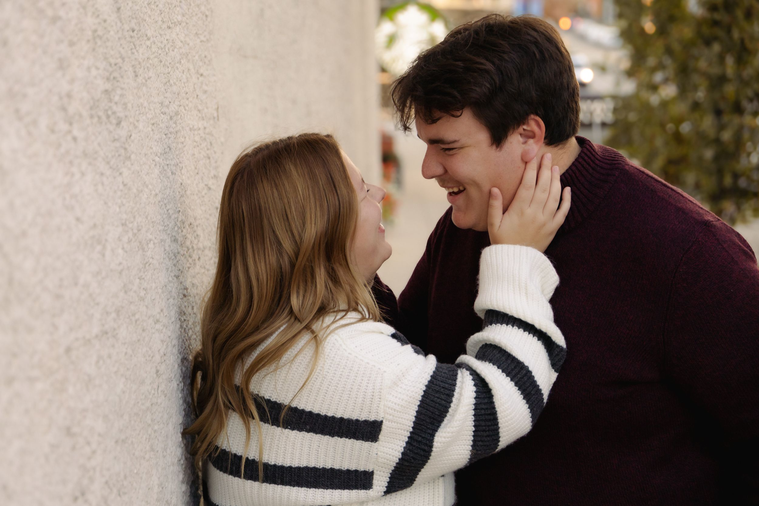 Outdoor fall uptown engagement photos in Normal, Illinois