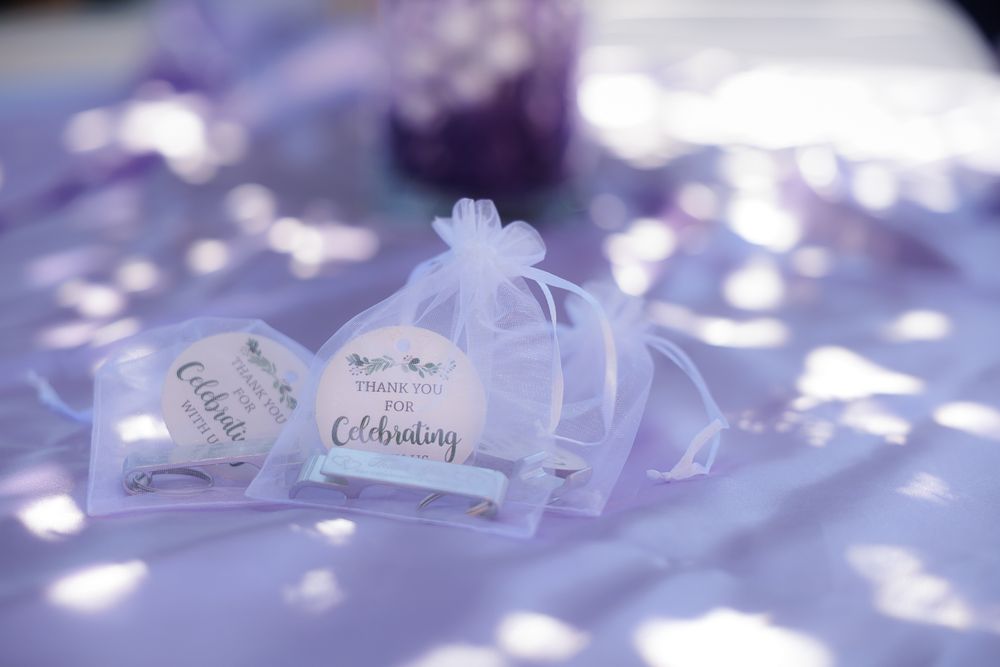 Wedding photography of a local couple in Los Angeles County. Party favors photographed in color.
