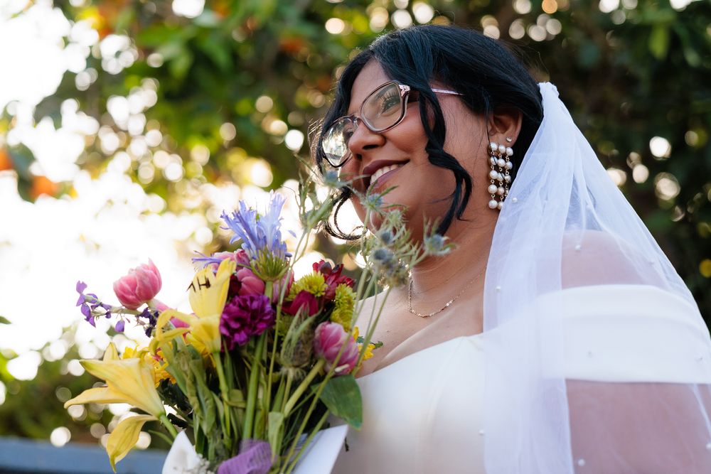 Wedding photography of a local couple in Los Angeles County. Wife photographed in color.