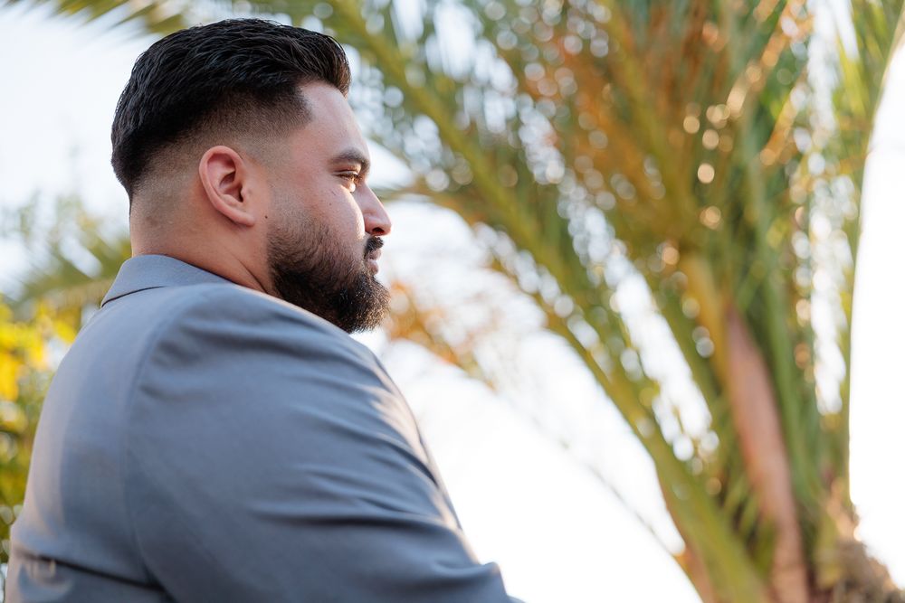Wedding photography of a local couple in Los Angeles County. Husband photographed in color.