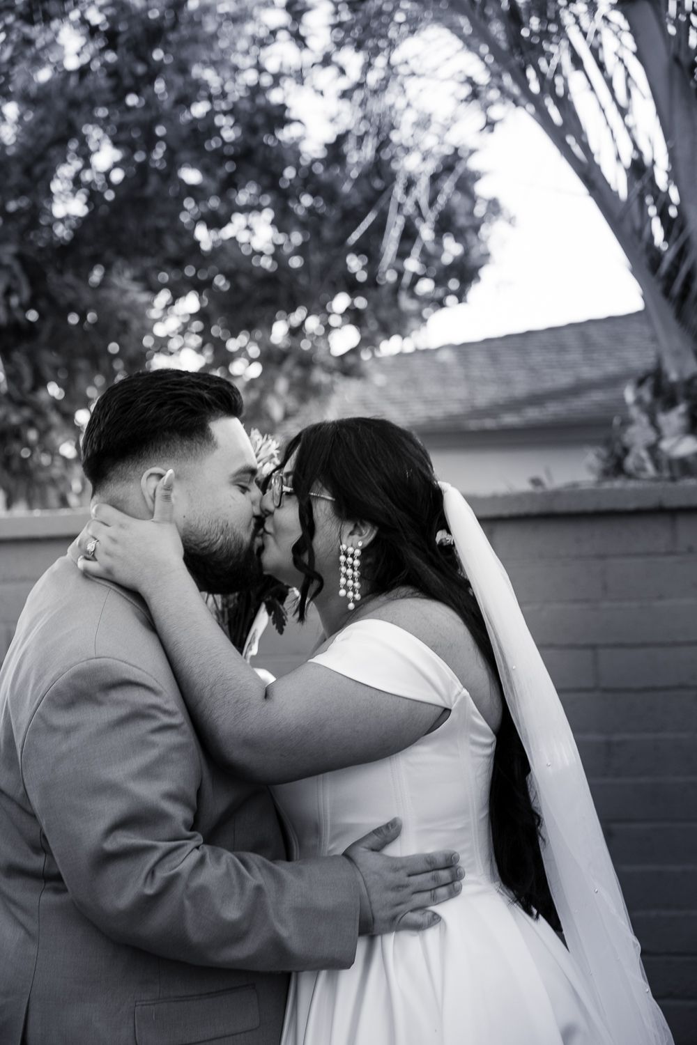 Wedding photography of a local couple in Los Angeles County. Loving couple photographed in black and white.