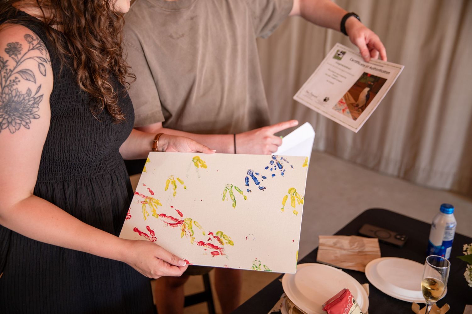 Complimentary penguin painting created during Chad and Teresa's surprise proposal experience at the Cincinnati Zoo.