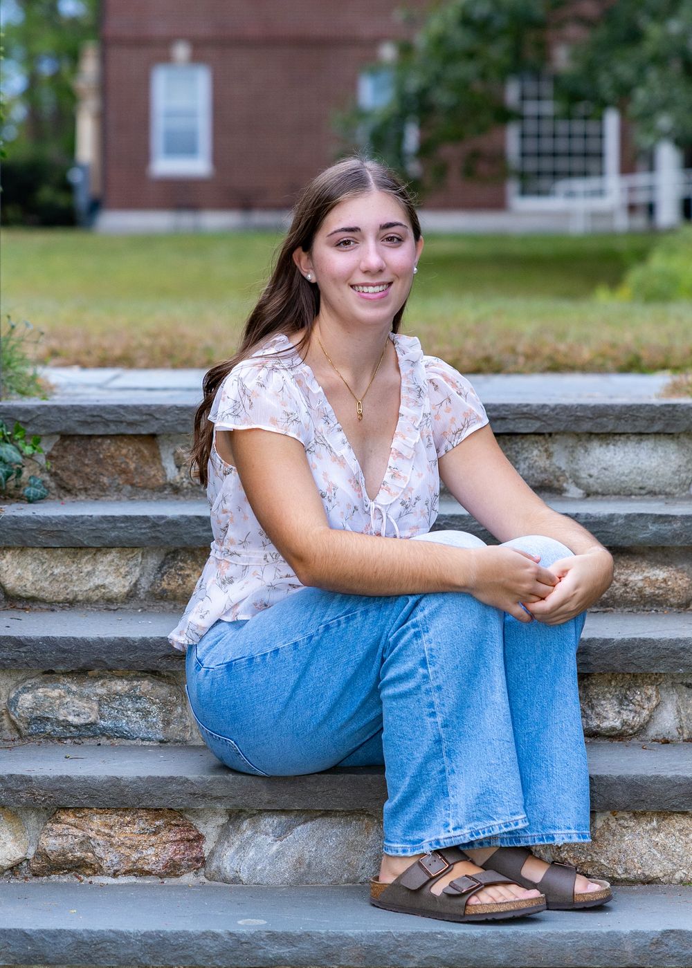 High school senior from Nashoba Regional poses for yearbook photos North Bridge Concord.  Serving Wayland High School and Weston High in MA.