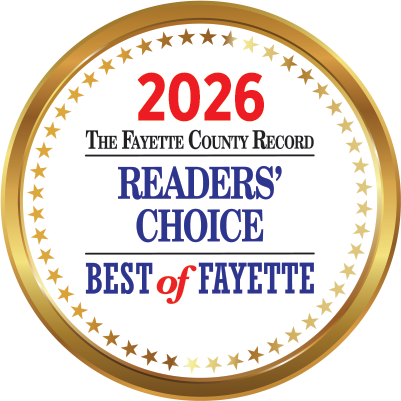 2026 Fayette County Record Readers Choice Best of Fayette award seal with gold border and stars.
