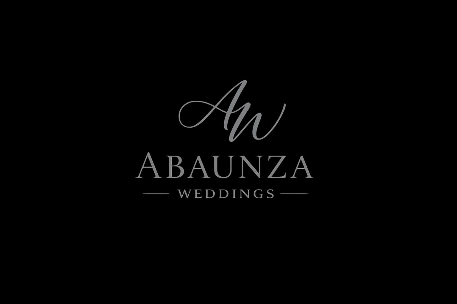 Abaunza Weddings logo featuring elegant script initials AW in gray on a white background.