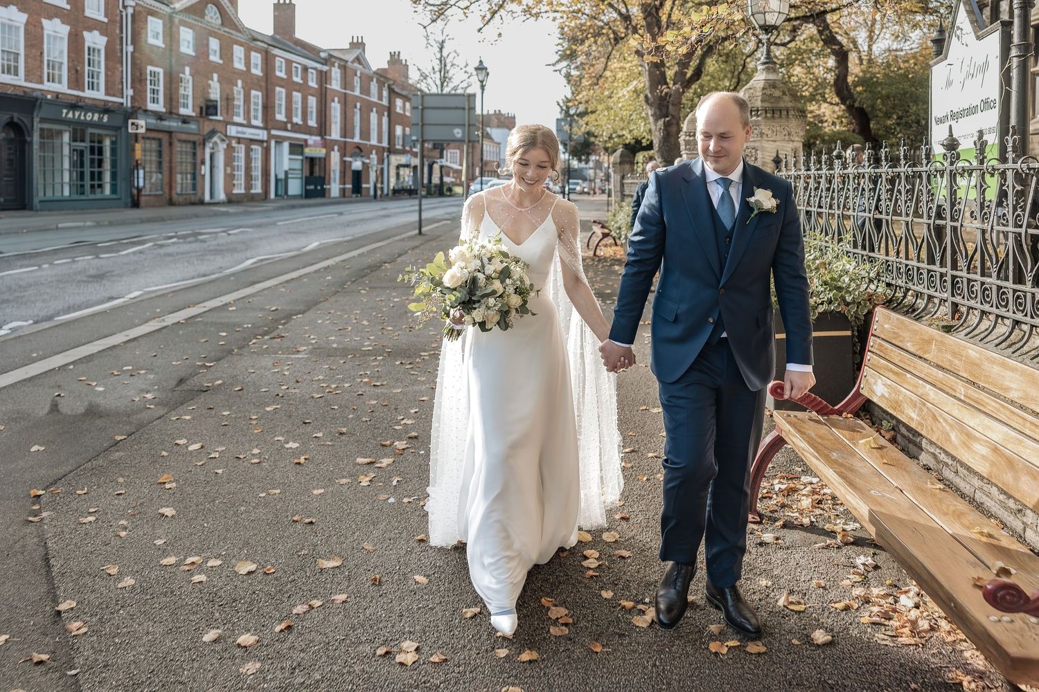 Relaxed couple moment during wedding day.