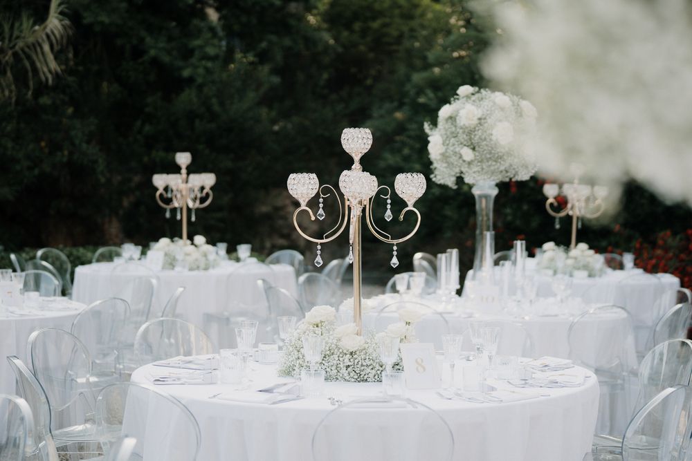 allestimento tavoli matrimonio nel giardino di villa nobel sanremo